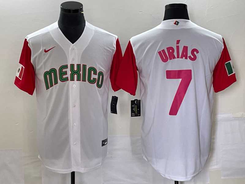 Men's Mexico Baseball #7 Julio Urias Number 2023 White Red World Classic Stitched Jersey 30,We sell and wholesale Men's Mexico Baseball #7 Julio Urias Number 2023 White Red World Classic Stitched Jersey 30 on line form chian!